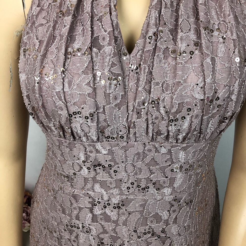 Oleg Cassini Lace Sequin Sleeveless Long Maxi Formal Evening Wedding Guest Dress - Picture 8 of 16